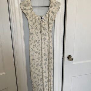 XS Cream Dress with Blue Lavender Plants